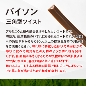 刈払機スペア用安全コードキャップ付きナイロンコード20cm×30本入り (バイソン 4.0mm 三角型 ツイスト）