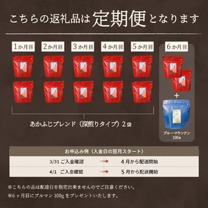 メール便発送「あかふじブレンド　2個セット」　富士山の湧き水で磨いた スペシャルティコーヒー定期便（豆320g）6ヶ月 珈琲 コーヒー豆  スペシャルティ あかふじブレンド 定期便 珈琲
