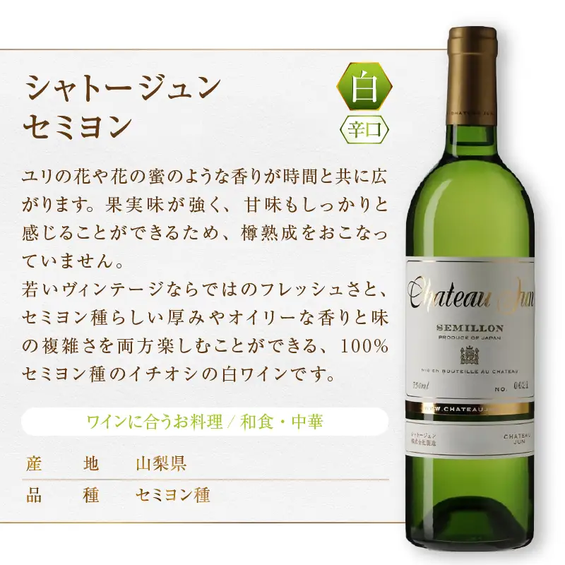 ワイン シャトージュン 3品種飲み比べセット【PETIT VERDOT・MERLOT・SEMILLON】（MG）E-665