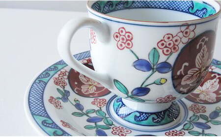 有田焼 古伊万里草花紋 珈琲碗皿 【篠英陶磁器オリジナル】 カップ＆ソーサー コーヒーカップ ティーカップ おしゃれ 記念日 ティーカップ ギフト ティーカップ teacup ティーカップ A50-235