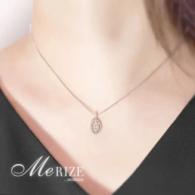 ネックレス 天然 ダイヤモンド 0.5ct 大粒 マーキスカット パヴェ ペンダント SIクラス n-160【pt900】（KRP）N6-1413