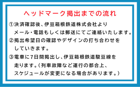 伊豆箱根鉄道駿豆線　オリジナルヘッドマーク掲出プラン（7日間）  【鉄道 駿豆線 ヘッドマーク オリジナル  記念 思い出】［20-006］