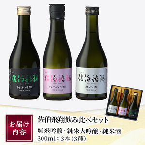 佐伯飛翔 飲み比べ セット (300ml×3本) 大分県産 国産 酒 純米吟醸 純米大吟醸 純米酒 日本酒 食中酒 大分県 佐伯市【AN104】【ぶんご銘醸 (株)】
