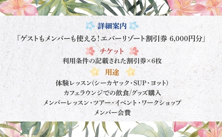 【逗子海岸・エバーリゾート 】ゲストもメンバーも使える！エバーリゾート割引券6  体験レッスン シーカヤック SUP ヨット  マリンスポーツ ウエットスーツ リラックス 少人数海辺 逗子海岸 波少人数 エバーリゾート 神奈川県 逗子市