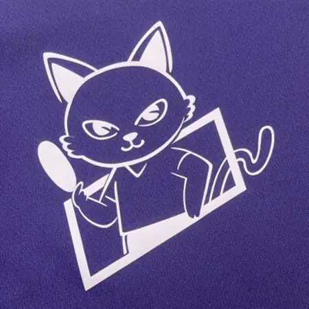 JTTA公認　卓球ユニフォーム【男女兼用(ドライ):Sサイズ】ねこ　パープル_装飾品・工芸品  洋服 _【1511033】