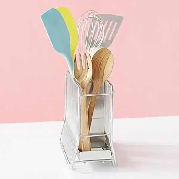 [ハナウタ] おしゃれなステンレス製キッチン用品 ツールスタンドL シルバー 燕三条製 【012P006】