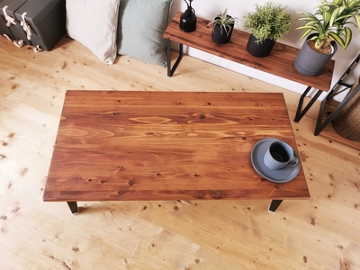 無垢材 折りたたみ ローテーブル ブラウン 90×45cm [2496]