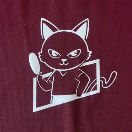 JTTA公認　卓球ユニフォーム【男女兼用(ドライ):140サイズ】ねこ　バーガンディー_装飾品・工芸品  洋服 _【1515863】