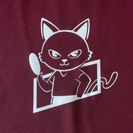 JTTA公認　卓球ユニフォーム【男女兼用(ドライ):150サイズ】ねこ　バーガンディー_装飾品・工芸品  洋服 _【1515864】