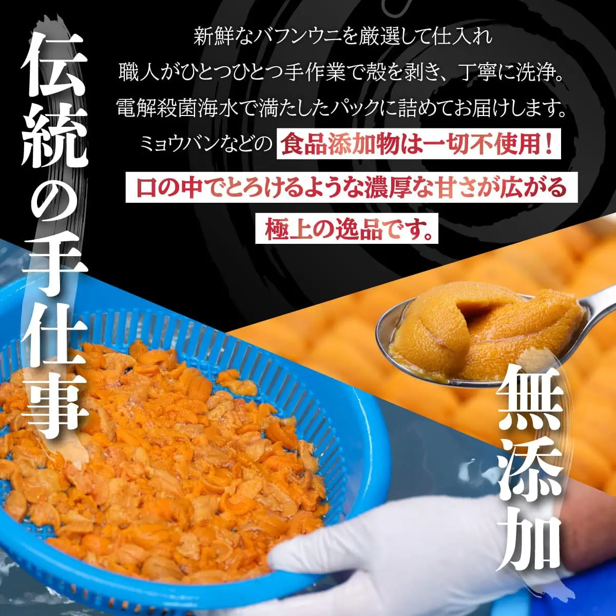 [5525-0994]【定期便3カ月】北海道 噴火湾産 塩水 バフンウニ 100g 3パック うに ウニ 雲丹 海鮮 海の幸 魚介類 ウニ丼 お寿司 濃厚 無添加 産地直送 産直 お取り寄せ 山村水産 送料無料