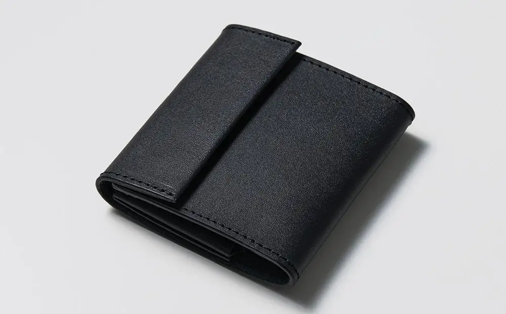【KENTO HASHIGUCHI】コンパクト財布 ブラック(leather half wallet black)｜京都 財布 人気 ブランド