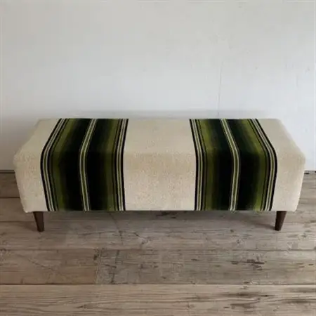 150 Bench(150ベンチ)グリーンストライプ BR鉛筆脚【SWOF】_雑貨・日用品 椅子・チェア・ソファ 家具・インテリア _【1501635】