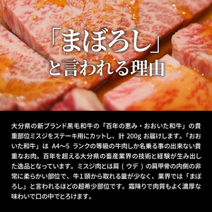 【A4～A5等級】希少部位をお試し! おおいた和牛 ミスジ ステーキ 100g×2枚 （合計200g）_2437R