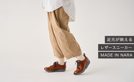 MIDFOOT ( ミッドフッド ) 婦人靴 レザースニーカー MF002JL ( ブラウン ) 4E　【 ファッション 靴 シューズ スニーカー レディース 】 【 お洒落 レザーシューズ オイルレザー 快適 履き心地 】  BN003 22.5cm