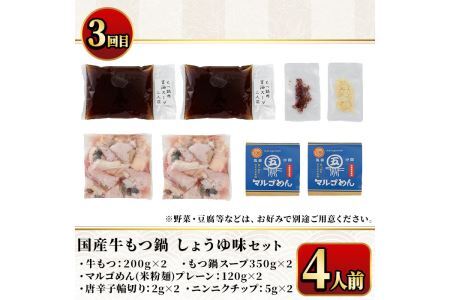 【ksg1377】＜定期便・全3回(連続)＞もつ鍋と水炊きのおいしい定期便(総量12人前・4人前×3回) ＜離島配送不可＞【マル五】