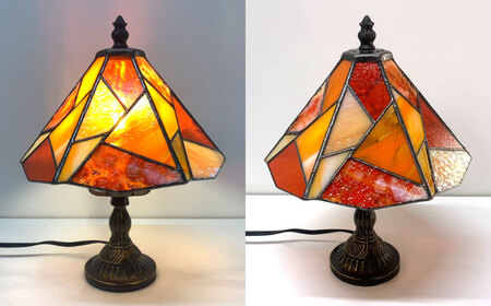 スタンド型ランプ色彩オレンジ / 照明 ライト ランプ ステンドグラス / 大村市 / ステンドグラス工房ウォークオン [ACZT011]