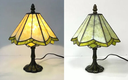 ステンドグラス ランプ スタンド型 レモンイエロー / 照明 ライト ランプ ステンドグラス / 大村市 / ステンドグラス工房ウォークオン [ACZT014]