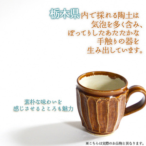 【栃木県共通返礼品・益子町産】益子焼　大塚雅淑　イッチンポット＆マグカップセット