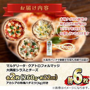 【0334704a】サクッ、もちっ！東串良のこだわり3種ナポリピッツァセット(各2枚・合計6枚) ピザ マルゲリータ クアトロフォルマッジ しらす シラス チーズ 詰め合わせ セット 冷凍【グラッツェタンテ】