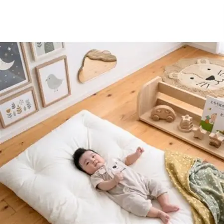 お昼寝敷布団サイズ80×130cm　きなり　ふわふわ綿_雑貨・日用品 布団 寝具 _【1498198】