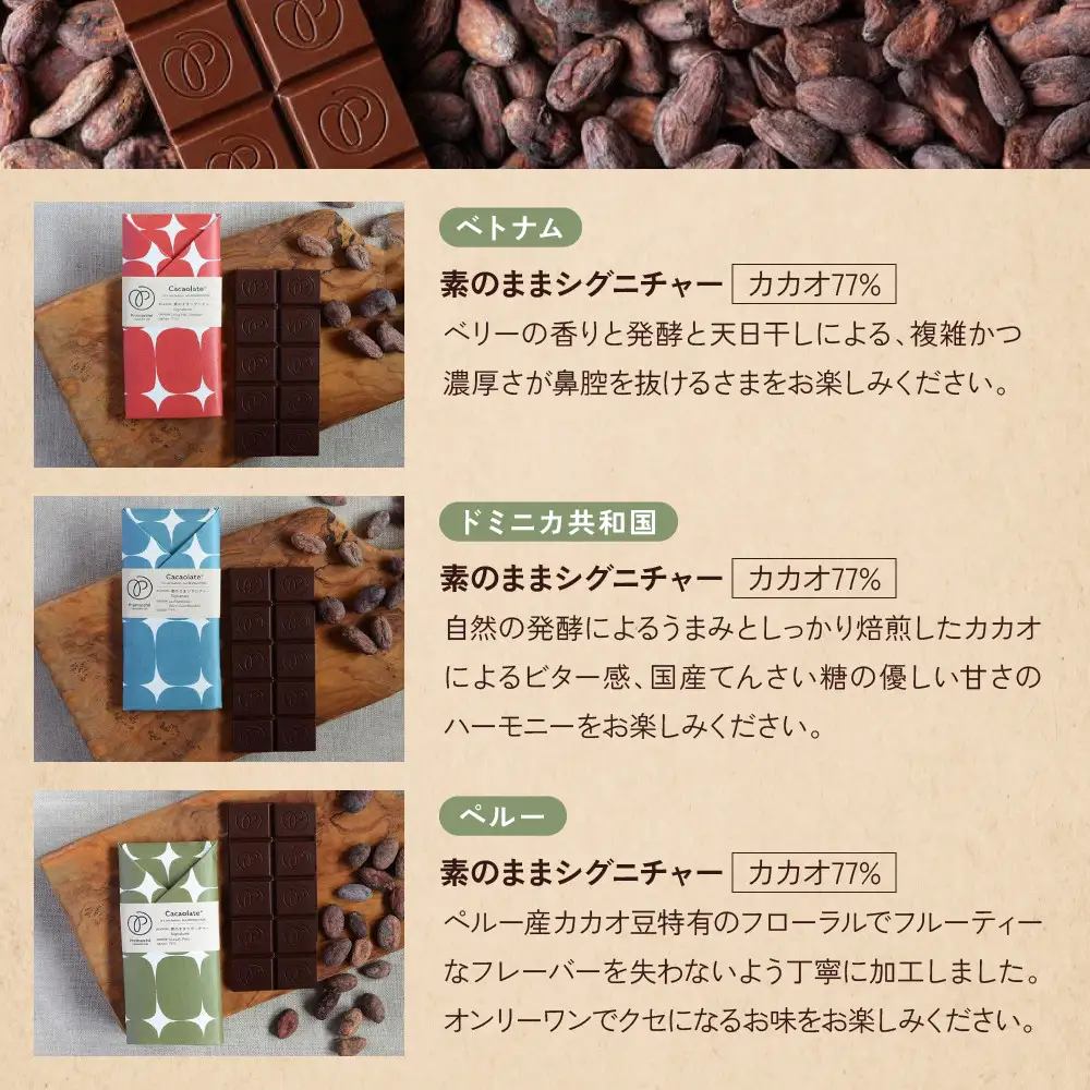 【Premarché Cacaolate Lab】国際コンテスト入賞店の手づくりチョコレート 産地食べ比べ6枚セット ＜セットA＞