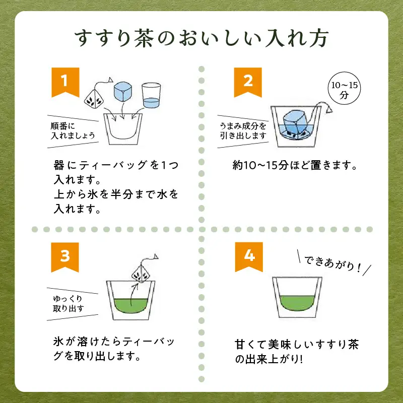 贅沢なひとときを楽しむ、氷水出しすすり茶（ティーバッグ）12個入り×5袋 お茶 八女茶 贅沢 嗜む 福岡県 八女市 071-004