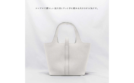 シンプルで上品 たっぷりと収納できるレザーバッグ / 本革ハンドバッグ WHITE(ホワイト) RINA（リナ）