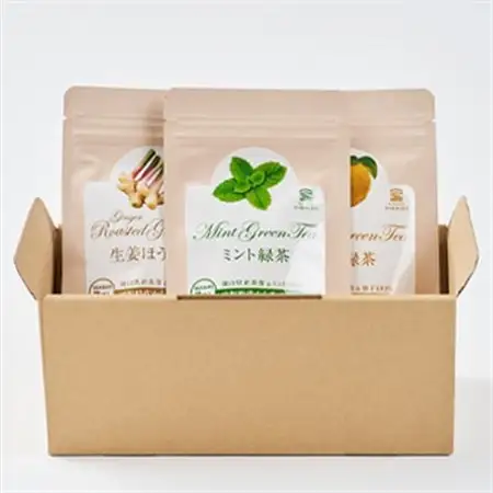 岡山県美作市産 【緑茶】生姜ほうじ茶・ゆず緑茶・ミント緑茶セット　各1個(各2g×7個入り)_飲料・ドリンク 茶葉・ティーバッグ 茶 _【1525350】
