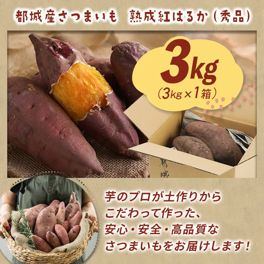 【先行受付】都城産 長期熟成紅はるか 3kg≪2026年10月下旬頃より順次お届け≫〔LE-I2-001-3kg-10〕_(都城市) 都城産さつまいも 熟成紅はるか 3kg 長期熟成 スイーツ