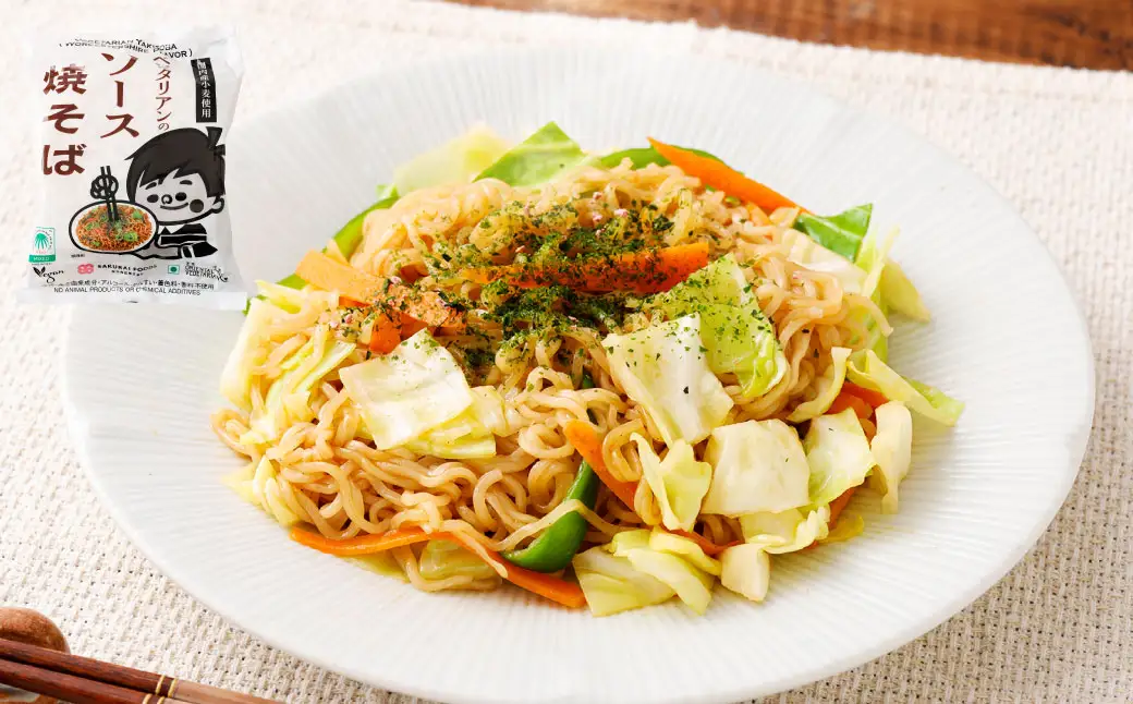 ベジタリアン の ラーメン 4種 ＆ 焼きそば 計20食 セット （ 5種 各4食 ） | わらべ村 インスタント 麺 袋麺 即席 即席麺 しょうゆ みそ とんこつ風 豆乳 ピリ辛 豆乳担々麺風 ソース 保存食