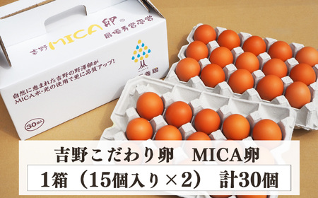 吉野 MICA卵 Lサイズ 30個 （27個＋割れ保証3個） 【田原本町×吉野町共通返礼品】 ／ 野澤養鶏 おいしい たまご 玉子 生卵 鶏卵 濃厚 奈良県鶏卵品評会最優秀賞受賞 奈良県