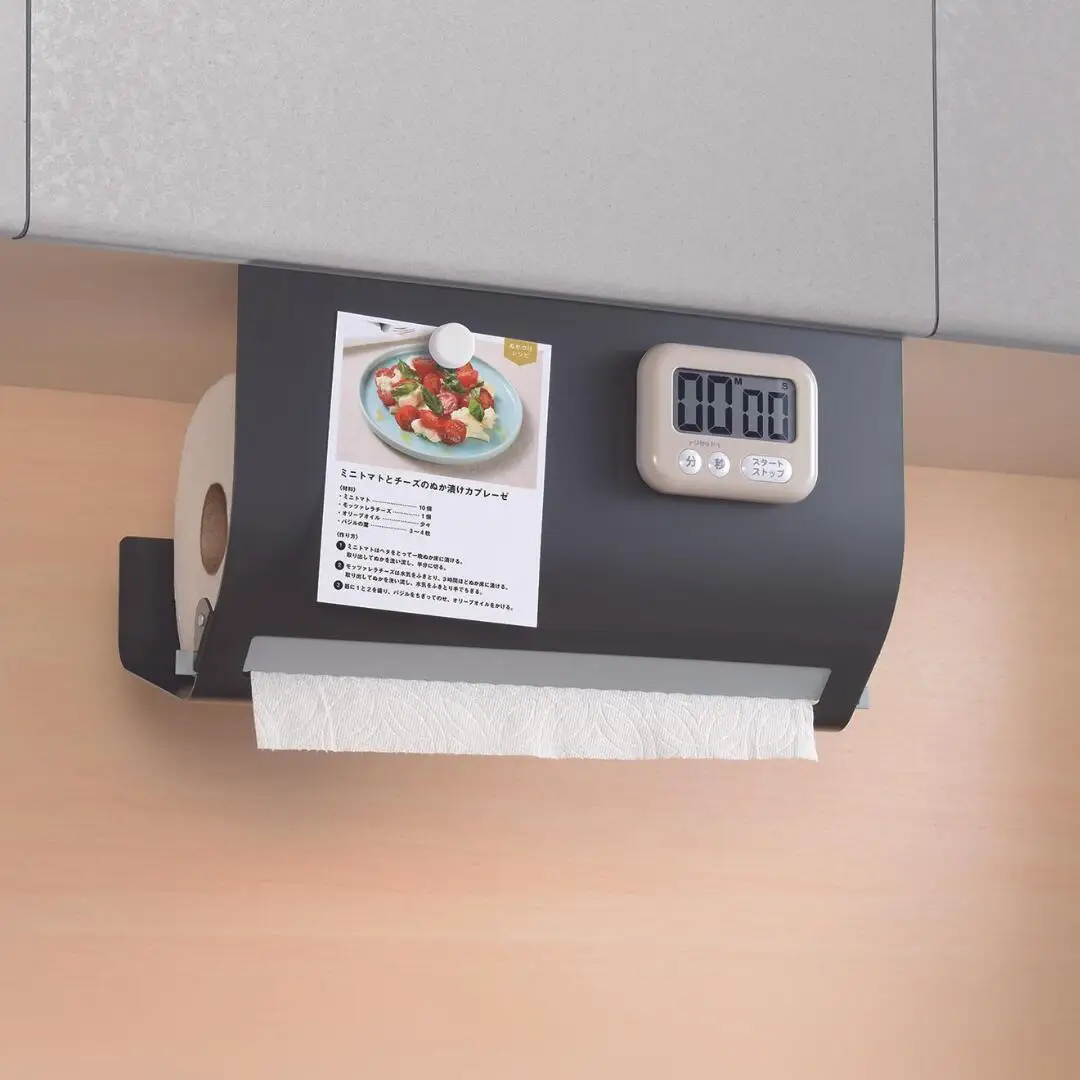 片手でカット 吊り下げ キッチンペーパーハンガー ラージ ホワイト 大判ロールに対応 キッチン用品 燕三条製  [Leye] 【014S108】
