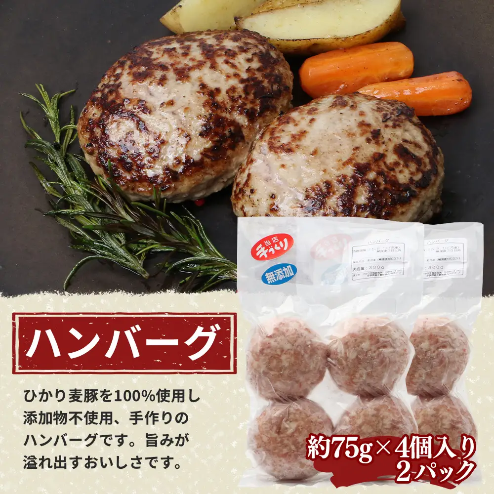 鹿児島県産 ひかり麦豚 ≪手作り惣菜セット≫ ハンバーグ(4個×2P) / メンチカツ(4個×2P) / とんかつ(3枚×1P) HM-706  | 肉 お肉 にく 豚肉 焼くだけ 揚げるだけ おかず お弁当 冷凍 パック 産地直送 小分け 鹿児島県 南大隅町