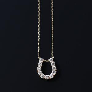 【K18イエローゴールド ラボダイヤモンドネックレス】0.363ct 11粒ダイヤで作る幸福のモチーフ 馬蹄ネックレス 長さ50cm K18-N007 ネックレス
