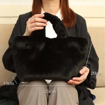 軽くてかわいいトートバッグ フェイクファー レディース 秋 冬【無地・北欧】F-2925 黒_装飾品・工芸品 トートバッグ・ショルダーバッグ 鞄・バッグ かばん カバン_【1519469】