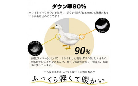 羽毛掛け布団 2枚合わせ シングル ネイビー ダウン90% 冬用
