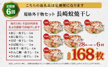 【全6回定期便】たっぷり28枚入り「長崎蚊焼干し」規格外干物セット 詰め合わせ ひもの 海産物 海鮮 魚介
