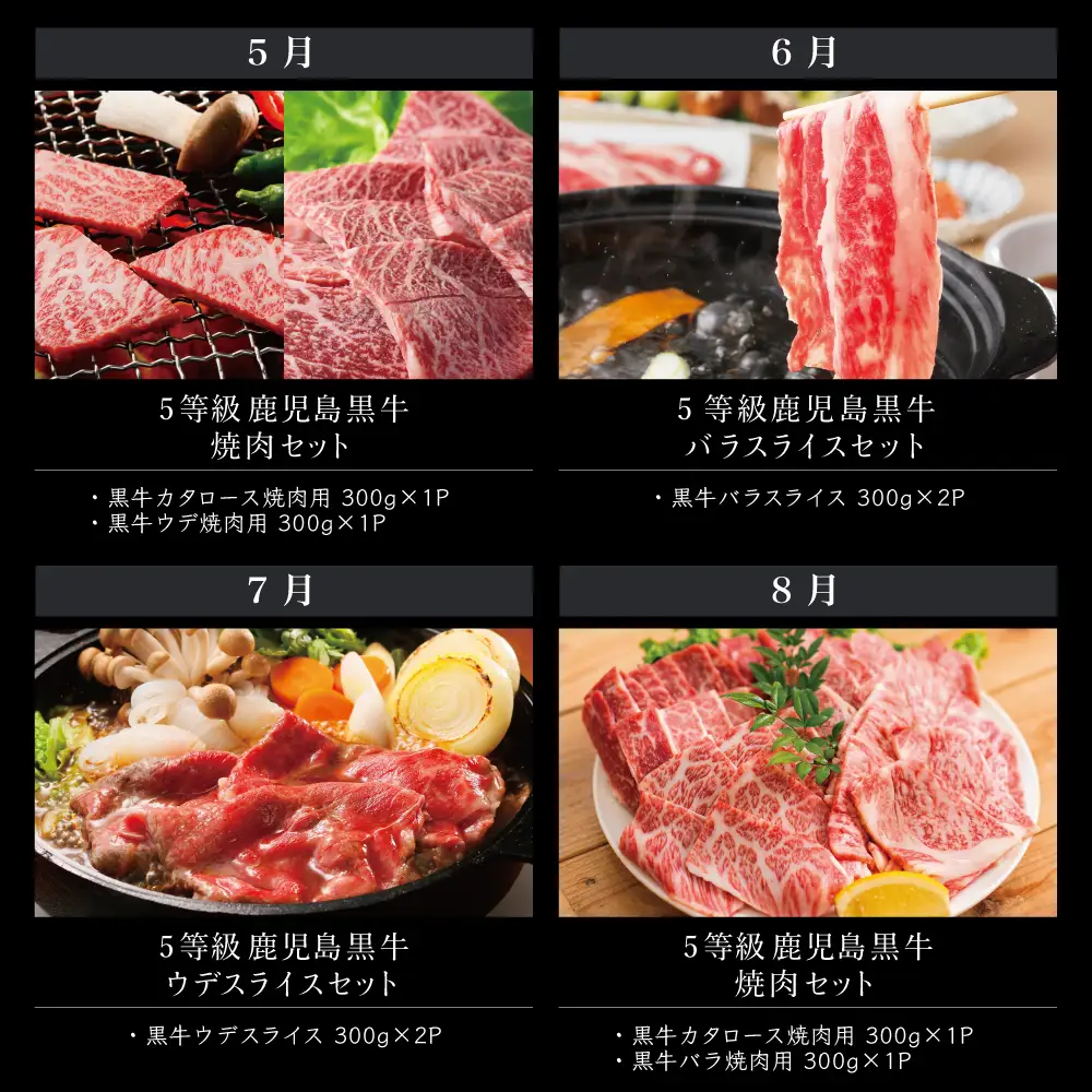 【JA食肉かごしま】鹿児島黒牛 定期便（全12回） かごしまブランド 黒毛和牛 和牛 牛肉 お肉 霜降り 赤身 ステーキ 焼肉 焼き肉 バーベキュー BBQ すき焼き しゃぶしゃぶ 食べ比べ 定期便 JA食肉かごしま 南さつま市