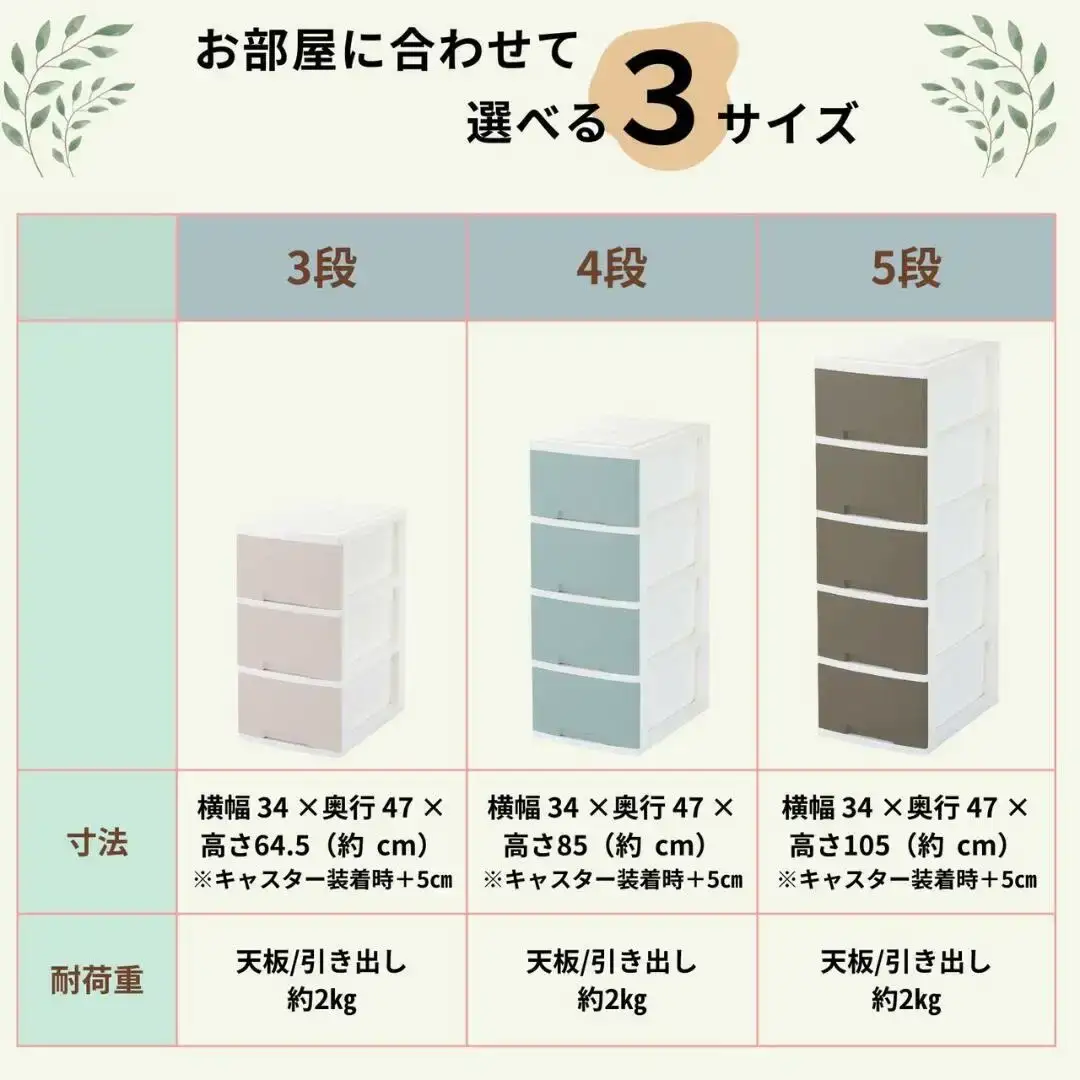 NEWLIFE スリムチェスト 5段 ナチュラルホワイト プラスチック 新生活 チェスト