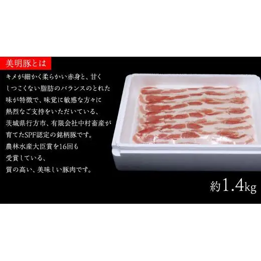 【 全3回 隔月 定期便 】美明豚 バラスライス 約1.4kg （茨城県共通返礼品：行方市）