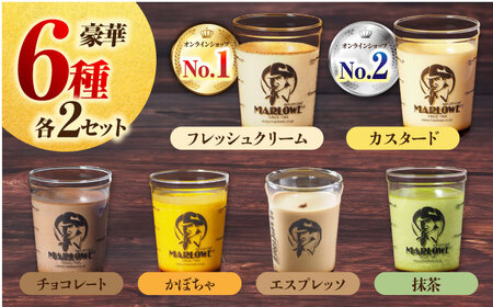  【全6回定期便】葉山ビーカープリン パーティーアソート セット 6種×2個 詰め合わせ（カスタードプリン・かぼちゃプリン・抹茶プリン・北海道フレッシュクリームプリン・エスプレッソプリン・チョコレートプリン）【マーロウ】 [AKAF048]