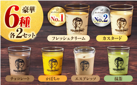 【全12回定期便】葉山ビーカープリン パーティーアソート セット 6種×2個 詰め合わせ（カスタードプリン・かぼちゃプリン・抹茶プリン・北海道フレッシュクリームプリン・エスプレッソプリン・チョコレートプリン）【マーロウ】 [AKAF049]