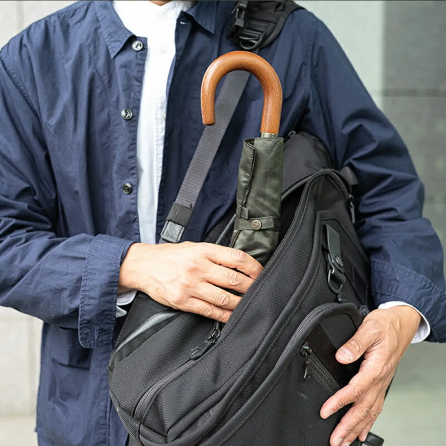 槙田商店【晴雨兼用紳士傘】MAKITA STANDARD (折傘 カーキ)｜老舗の職人が作る日本製のおしゃれな高級傘