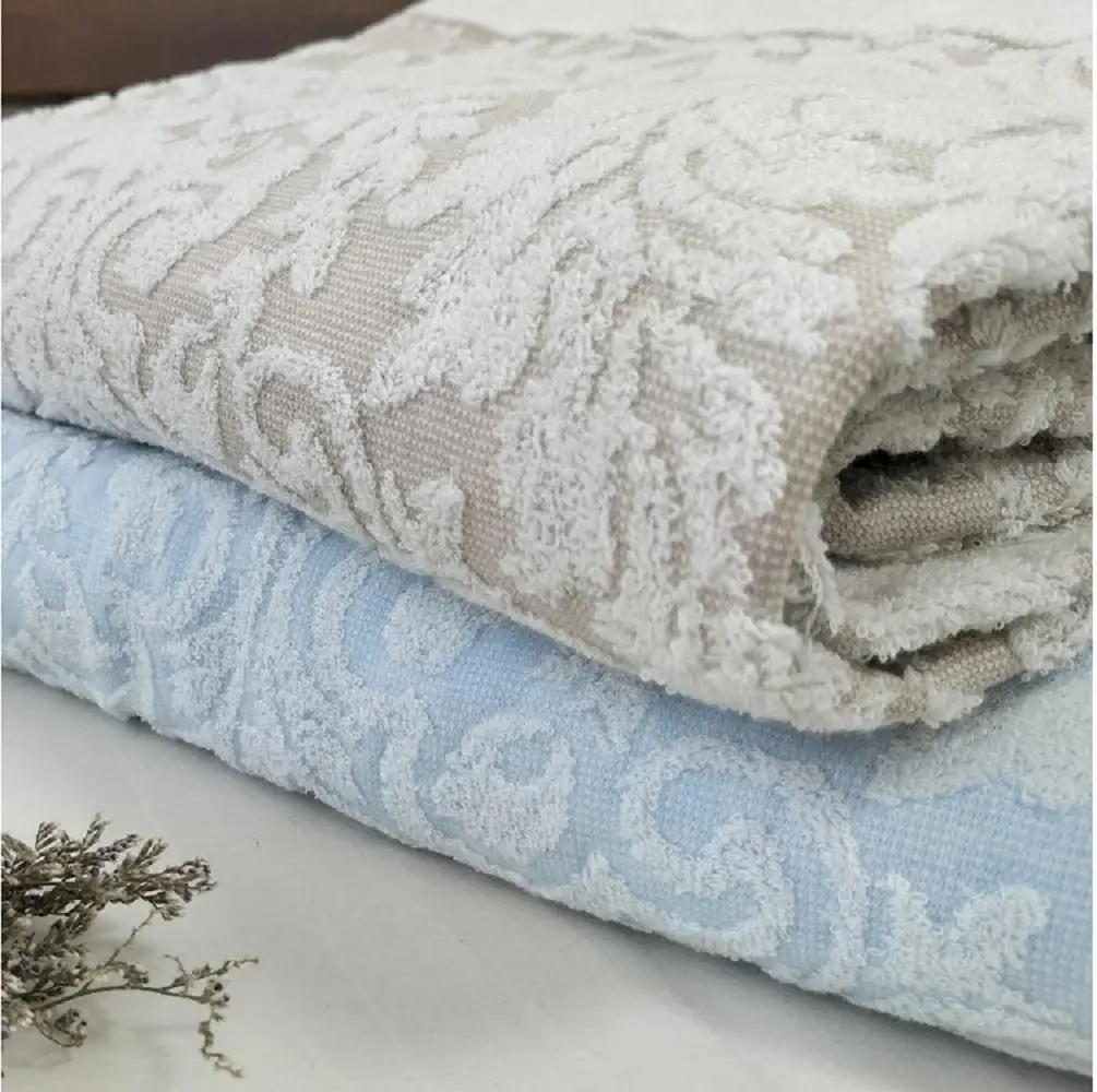 【 ブルー 】 高級ジャガード織りタオルケット シングルサイズ（140×190cm） SNT-10T-BL