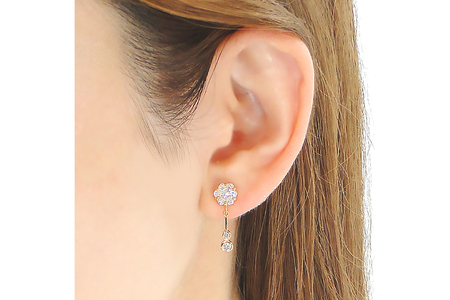 ピアス K18YG イエローゴールド ダイヤモンド 【0.9ct】フラワー 花 揺れるピアス 振り子 スタッドピアス【f232-k18yg】 [株式会社オーダーメイドジュエリーメイ 山梨県 韮崎市 20743766] ピアス アクセサリー アクセ ジュエリー