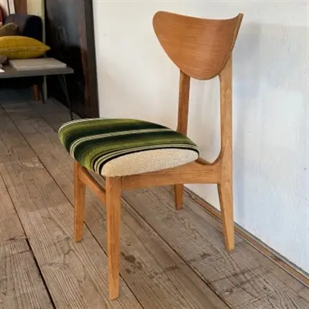 Karl Dining Chair グリーンストライプ ミディアムブラウンフレーム【SWOF】_雑貨・日用品 椅子・チェア・ソファ 家具・インテリア _【1539047】