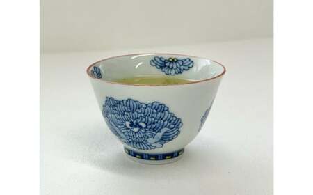 有田焼 手描き ボタン柄 煎茶碗【起山窯】食器 器 うつわ 湯呑 湯のみ 染付 A17-13