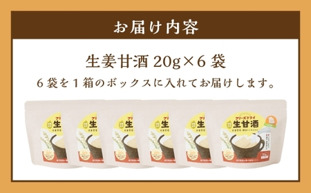 フリーズドライ 生甘酒 生姜 6袋セット (20g×6袋) ／ 生甘酒 甘酒 詰合せ セット グルテンフリー スイーツ あまざけ あま酒 ヴィーガン