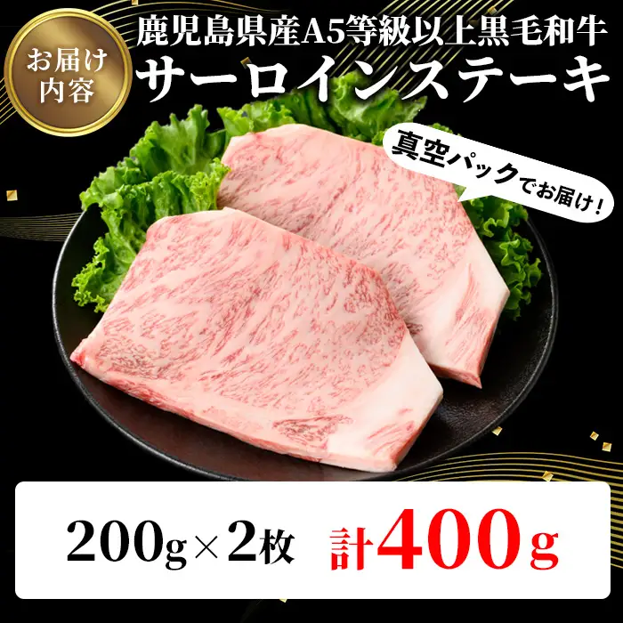 鹿児島県産 A5等級以上 黒毛和牛 霜降り 特上 サーロイン ステーキ 計400g(200g×2枚) 牛【ビーフ倉薗】B172