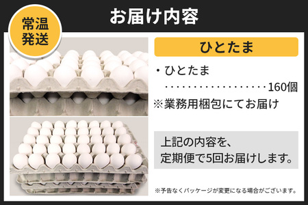 【常温発送】《定期便5ヶ月》ひとたま 160個（業務用）【発送時期が選べる】東海林養鶏場 ひとたま 卵 玉子 たまご タマゴ 5か月 5ヵ月 5カ月 5ケ月 開始時期選べる